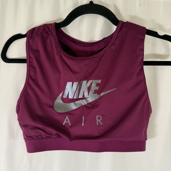 Nike Air Sport Bra Women's Medium Burgundy Mesh Back Breathable Pullover - Picture 1 of 7